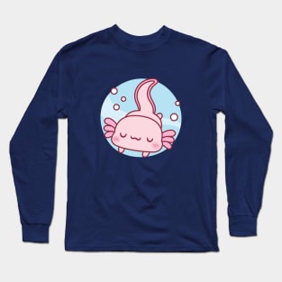 Cute Axolotl Relaxing In The Water Long Sleeve T-Shirt